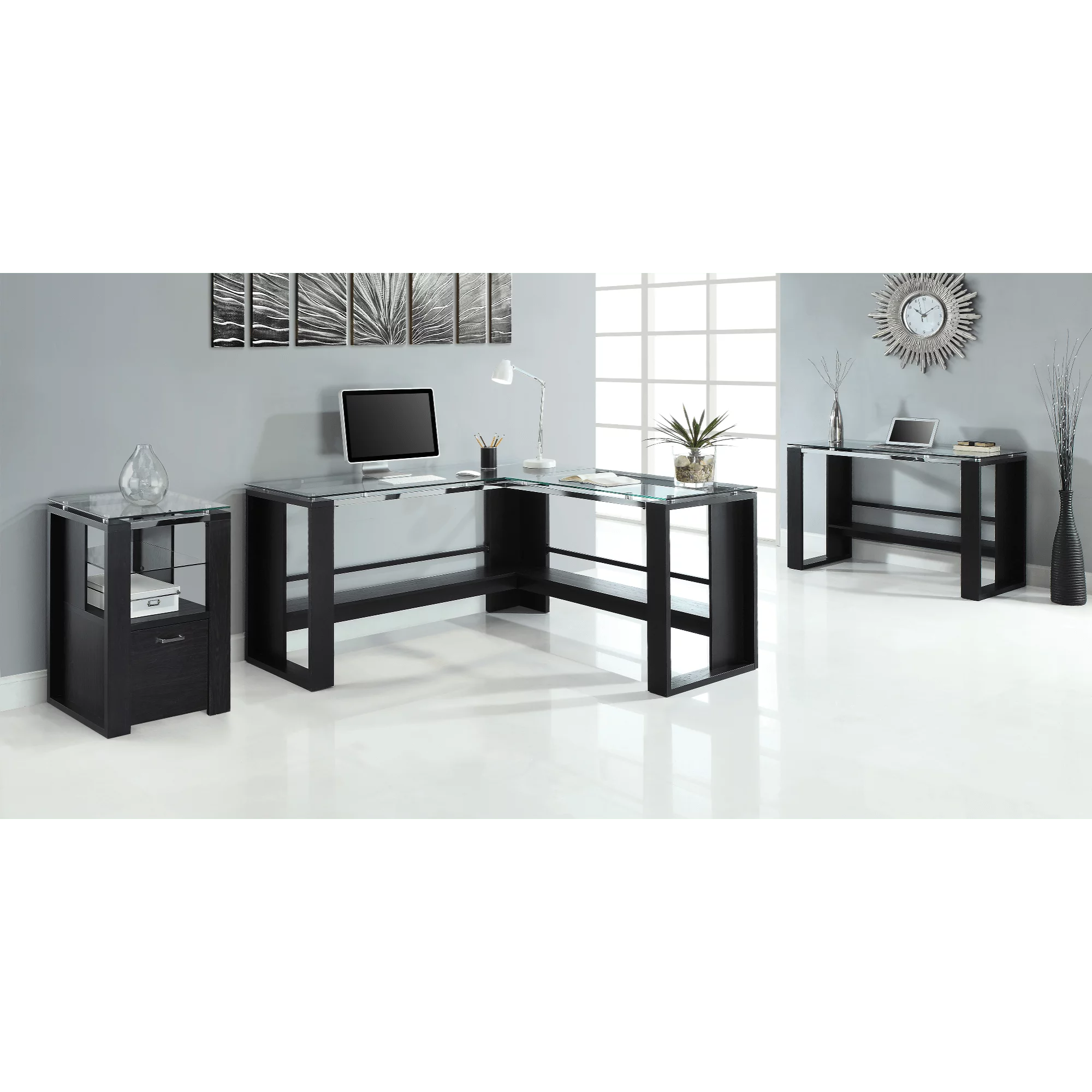 L-Shape Corner Desk, Espresso E663723