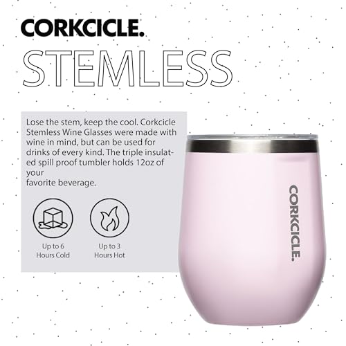 Insulated Stemless Wine Glass Tumbler, 12 oz, Stainless Steel, Powder Blue X9797