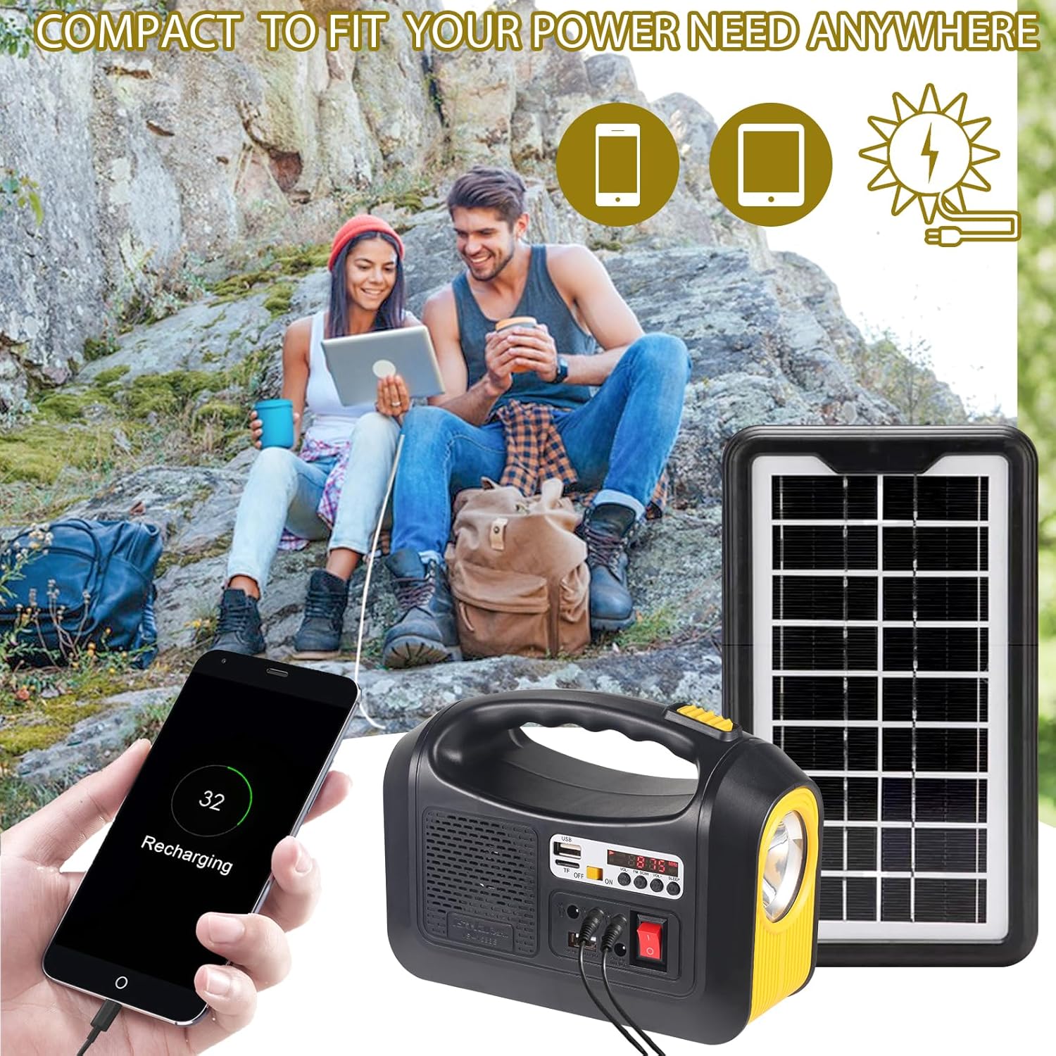 Solar Generator with Panels - Portable Power Station for Emergency Home Use N9576