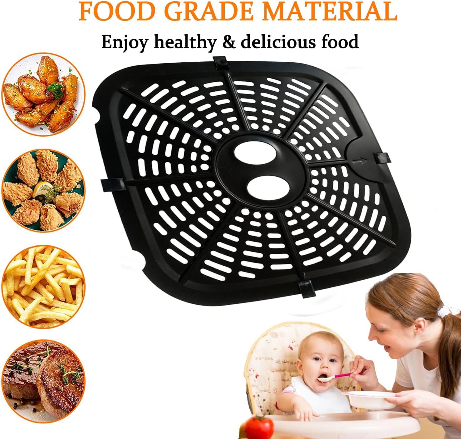 Air Fryer Replacement Crisper Tray, 9.6 Inch Double-layer Coating Grill Plate B9644