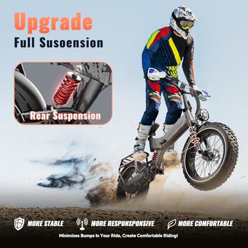 Folding Electric Bike for Adults Full Suspension, 52V 20AH Fat Tire N549125