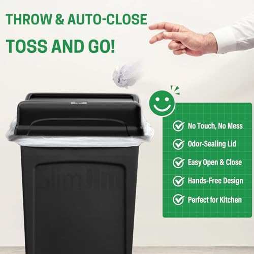 Swing Lid Trash Can, Heavy Duty Plastic, 16/23 Gallon, Pack of 2 A839904