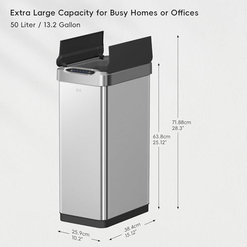 Touchless Motion Sensor Trash Can, 13.2 Gallon, Brushed Stainless Steel A497976