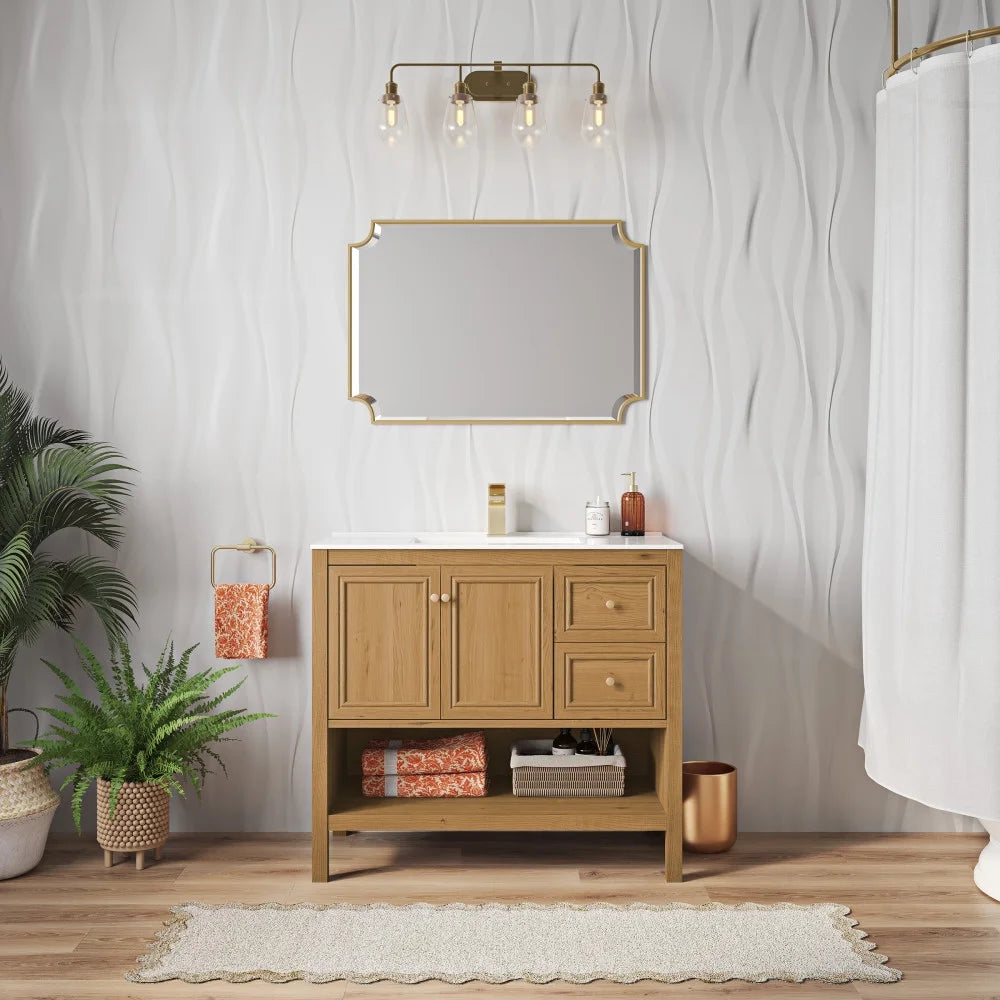 36" Bathroom Vanity in Natural Oak D4303