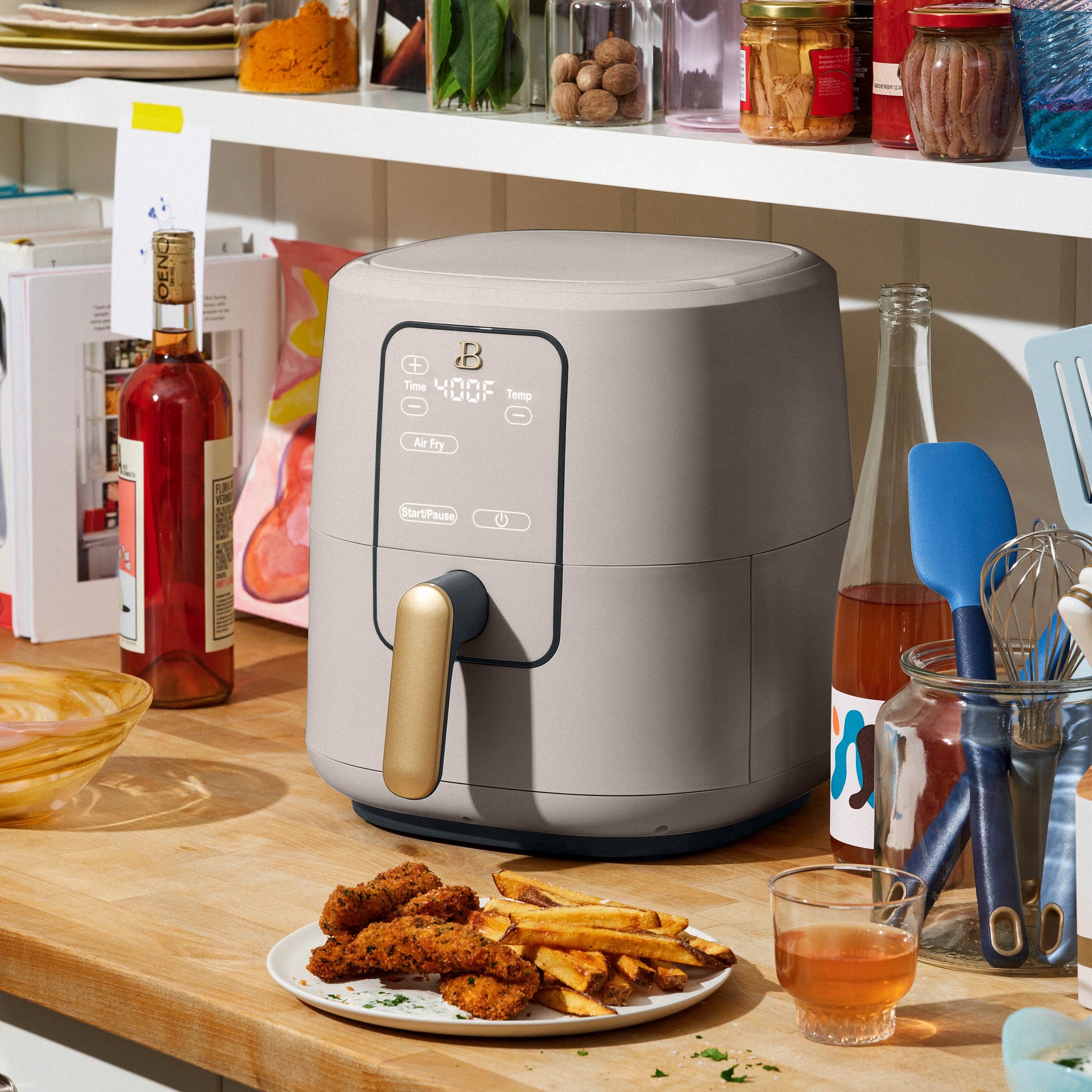 6 Qt Air Fryer with Touch-Activated Display, Porcini Taupe C22298