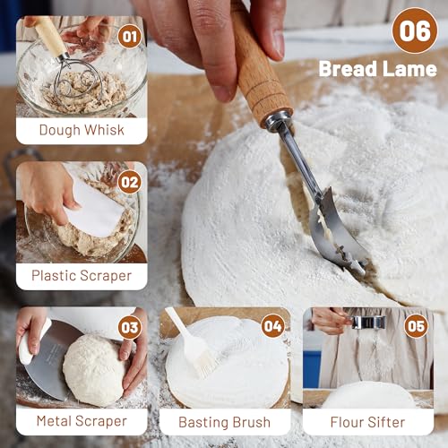 Sourdough Bread Proofing Basket Set with Linen Liner, 9.5 Inch Round & 10.5 Inch Oval M685