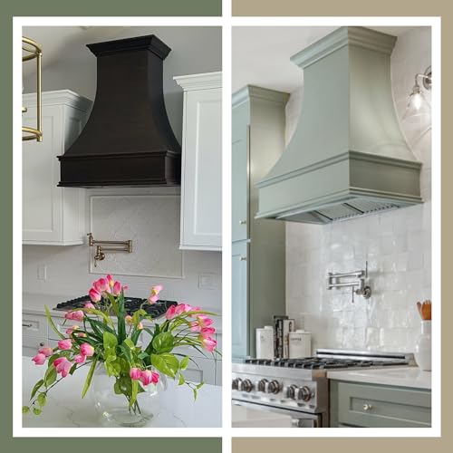 Curved Front Black Range Hood Cover with Decorative Molding S379881