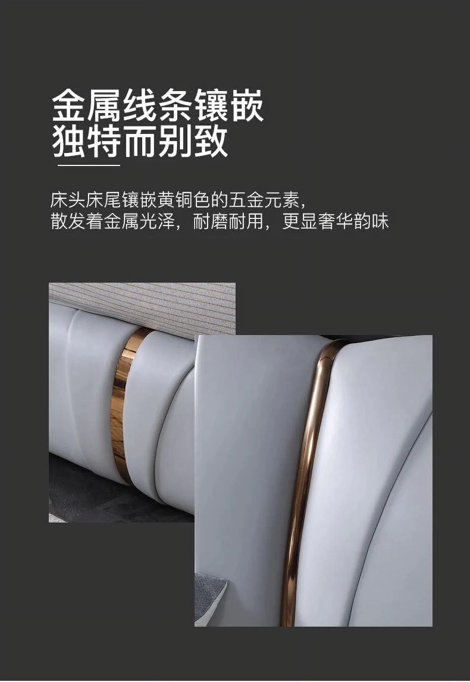 Soft cow leather bed for bedroom R353