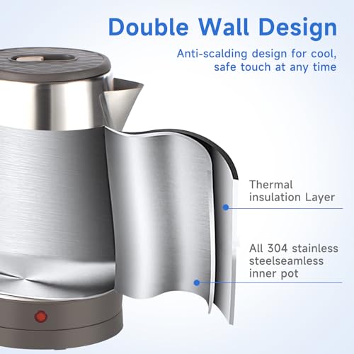 Portable Electric Tea Kettle, 0.8L, Stainless Steel N99429