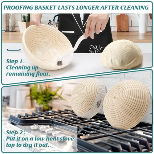 Bread Proofing Basket Set of 2, 9 Inch Round, Sourdough Starter Kit Q803899