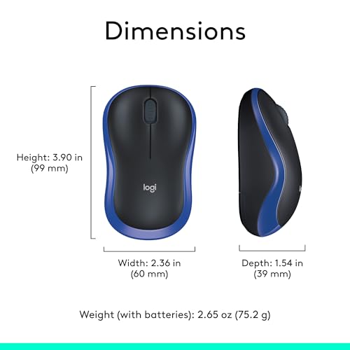 Wireless Mouse, 2.4GHz USB Receiver, 12-Month Battery, 1000 DPI Optical Tracking I608686