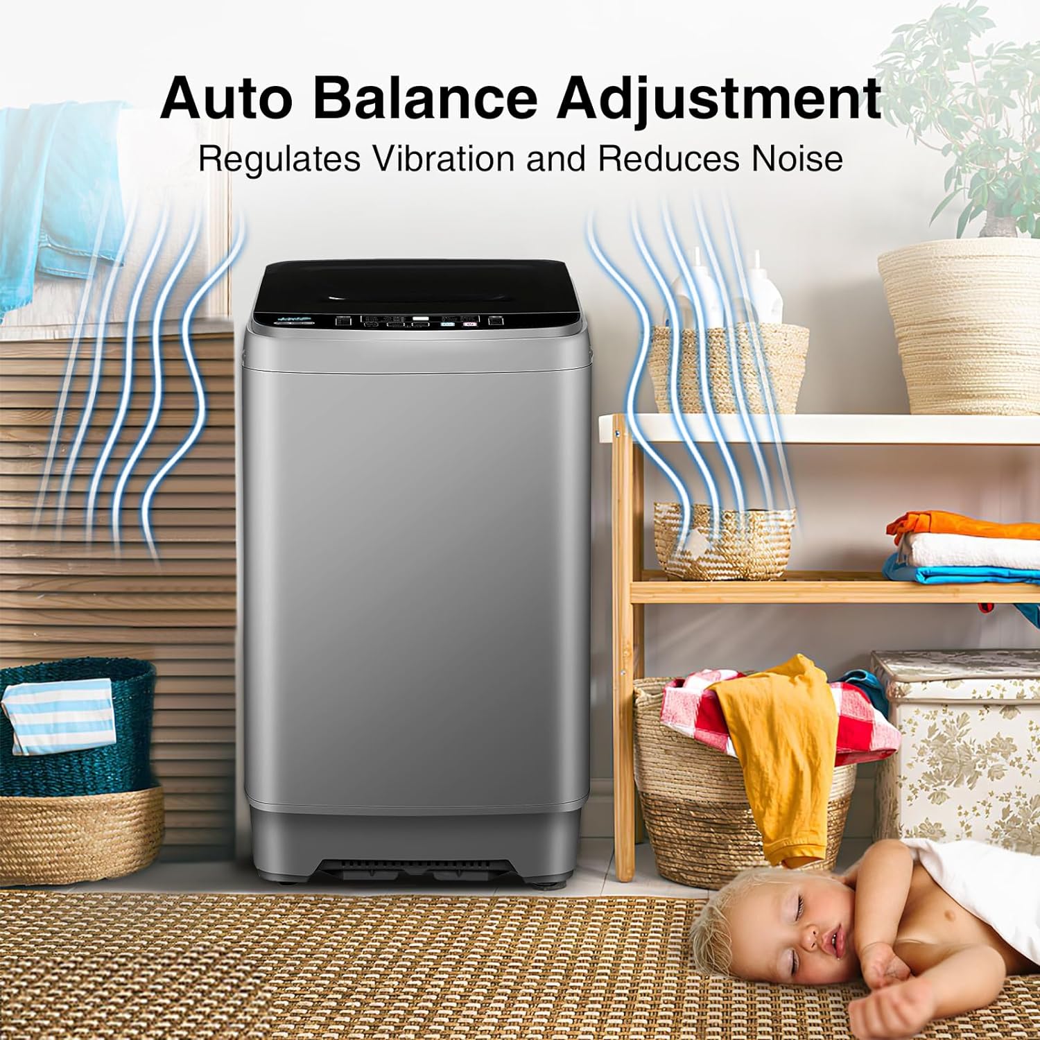 Portable Washer 19.5lbs with 10 Programs and LED Display Q198923