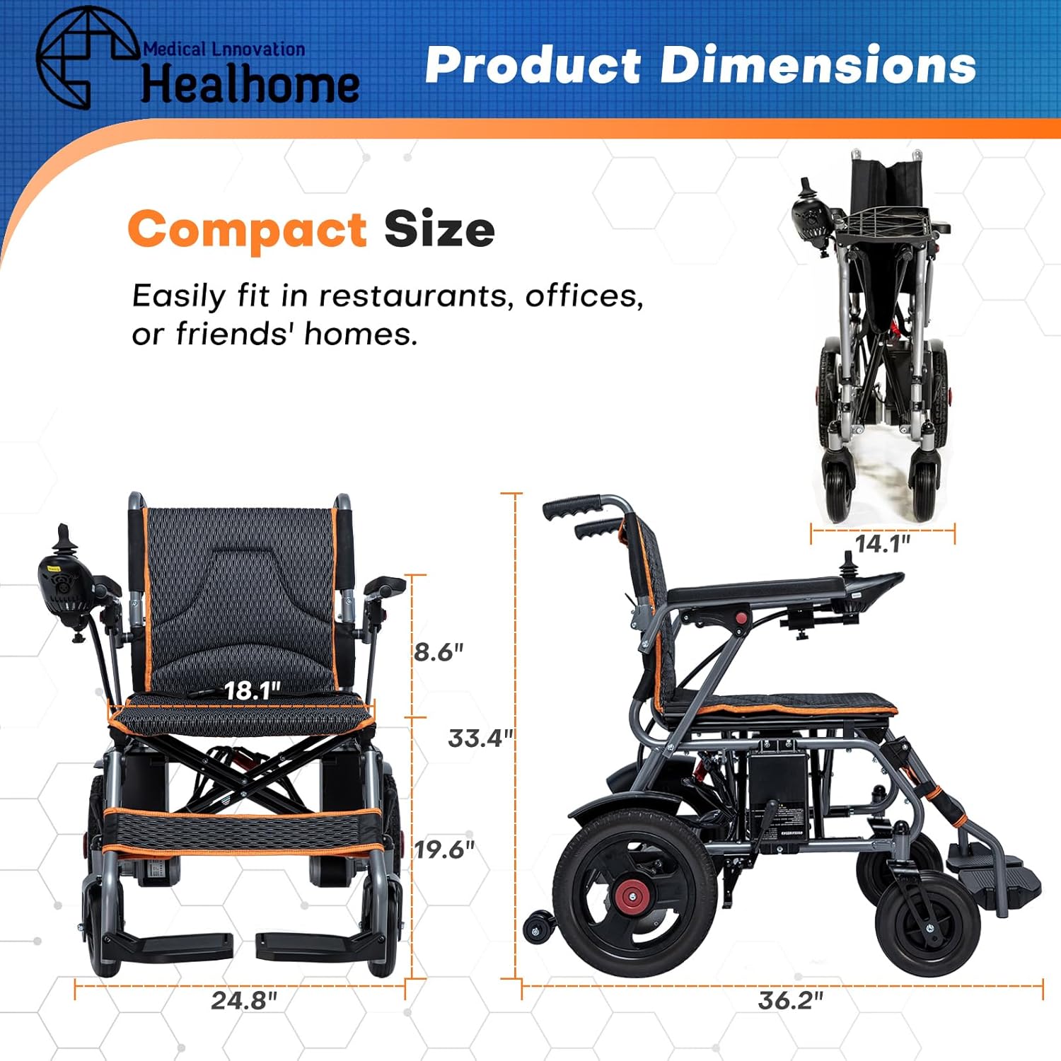 Portable Electric Wheelchair for Adults, Lightweight, Easy to Carry A931233