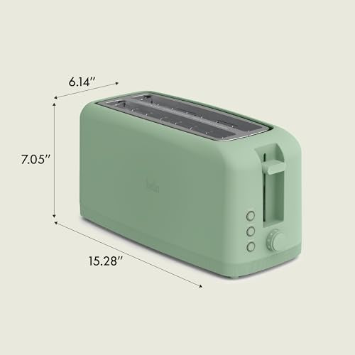 2 Slice Slim Toaster with 6 Shade Settings, Long Slot, Removable Crumb Tray R654