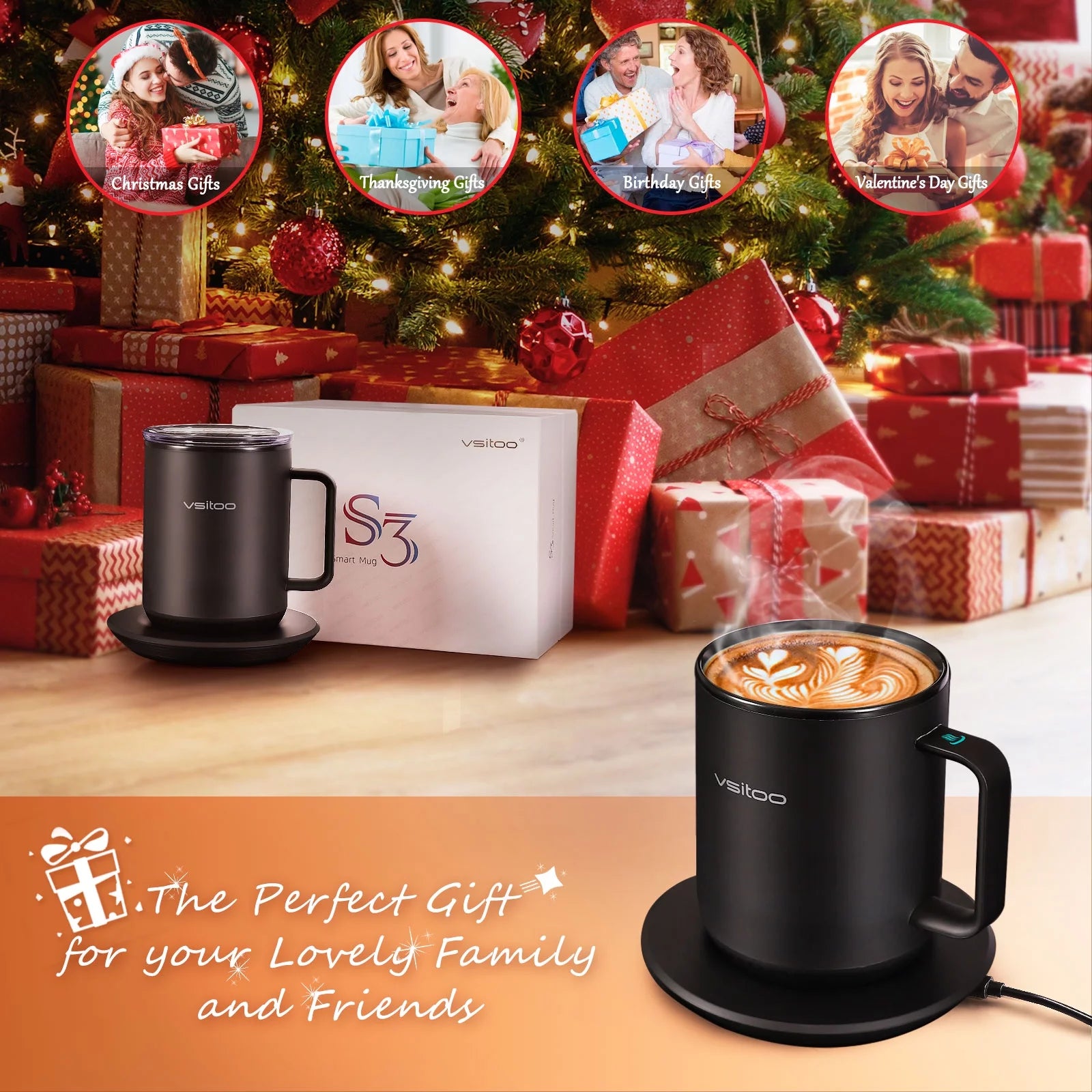 Temperature Control Smart Mug with Lid, Self Heating Coffee Mug 10 oz, LED Display O828231
