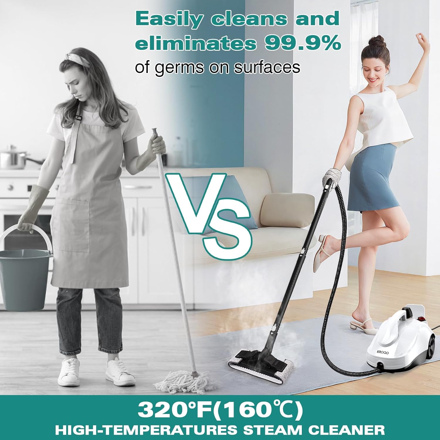 Steam Mop with 23 Accessories, Portable Steamer for Multi-Surface Floors L592