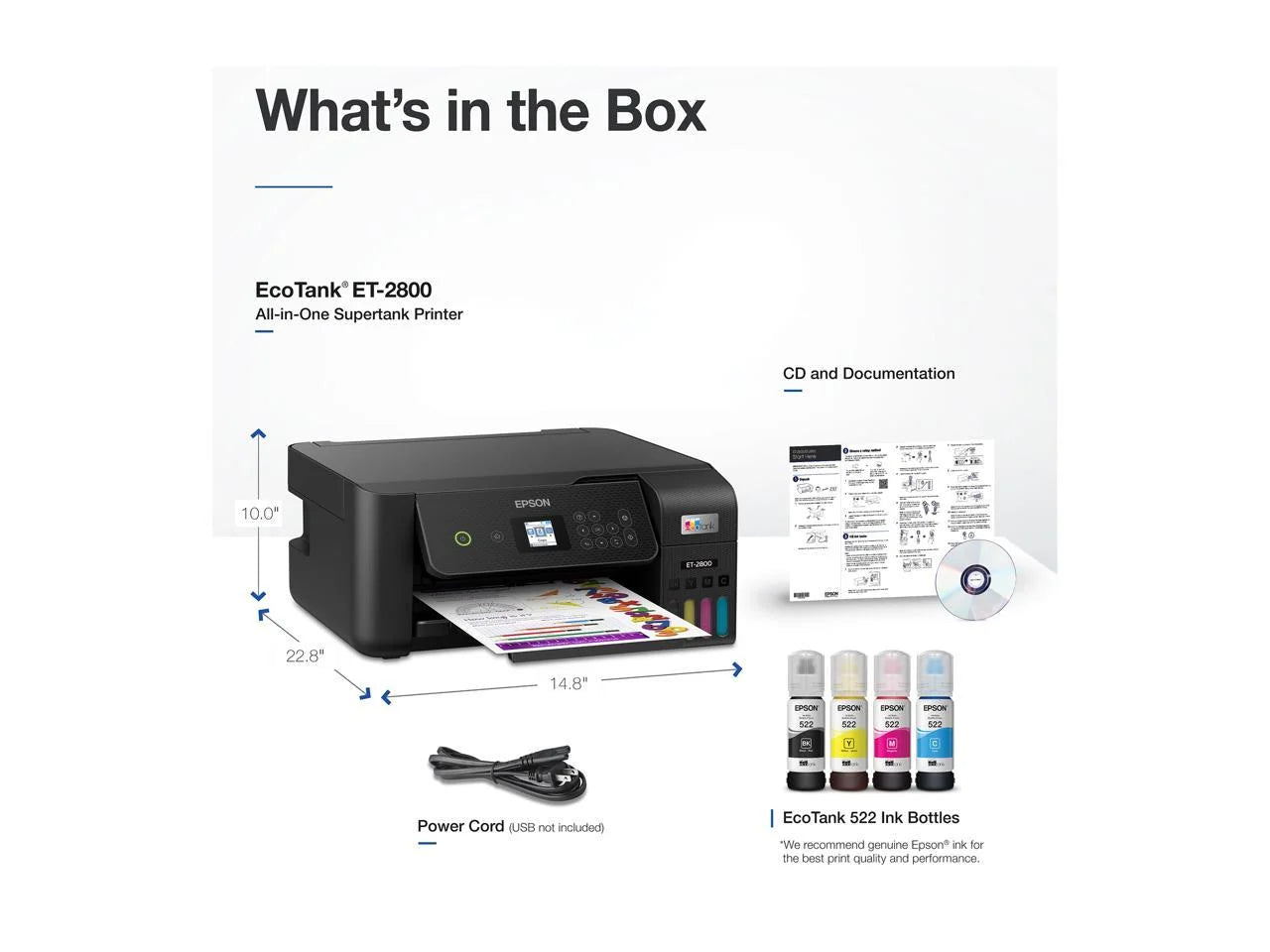 Wireless All-in-One Supertank Printer with Scan and Copy - Black Q993