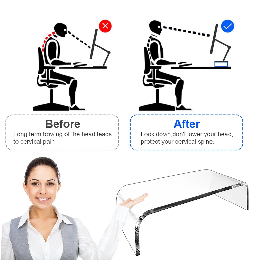 Acrylic Monitor Stand with Storage Shelf E885