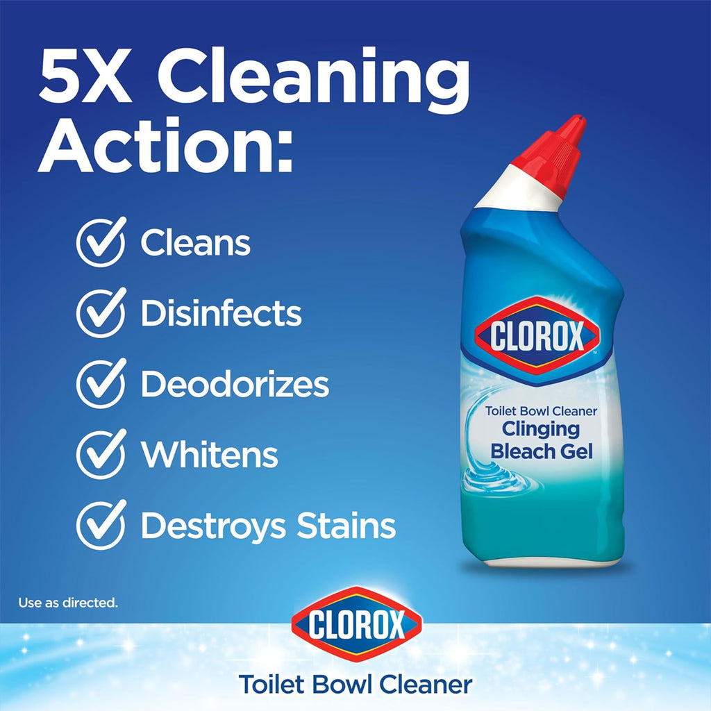 Toilet Bowl Cleaner, Clinging Bleach Gel, Ocean Mist, 24 oz, Pack of 2 V8777