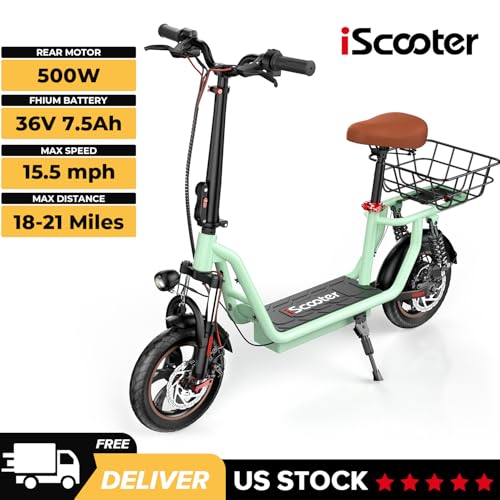 Electric Scooter with Seat, Long Range, Adjustable Handlebar, Dual Suspension V27936