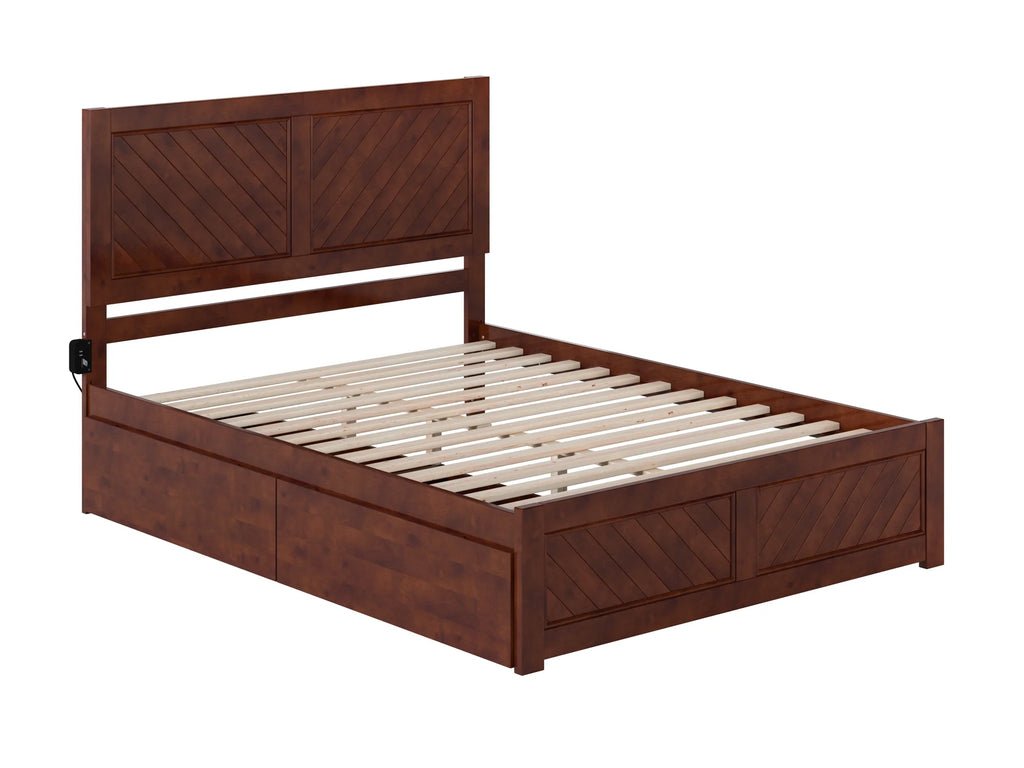 Solid Wood Platform Bed with Storage Drawers, Queen K8732