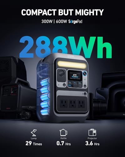 Portable Power Station 288Wh LiFePO4 Battery, 300W Solar Generator with 60W Solar Panel J440