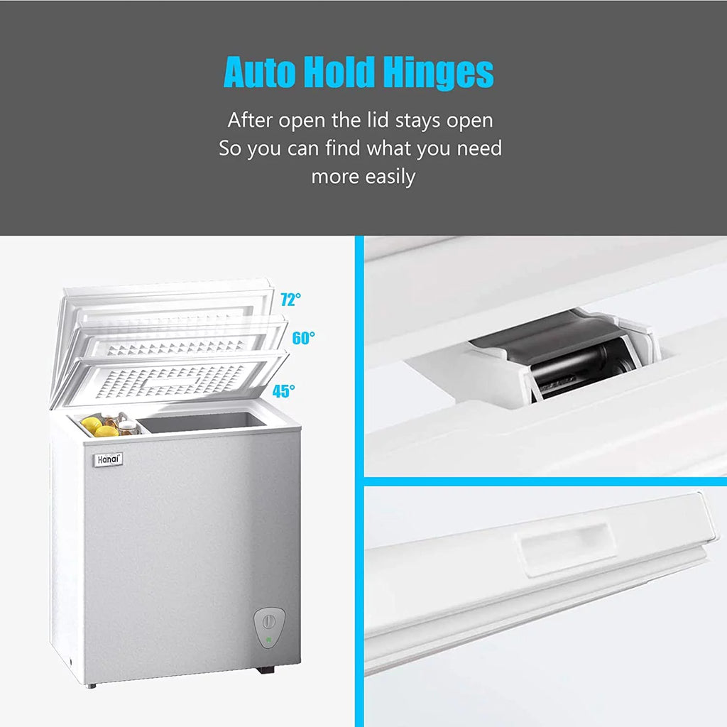 Compact Chest Freezer with Top Open Door and Removable Basket Y357