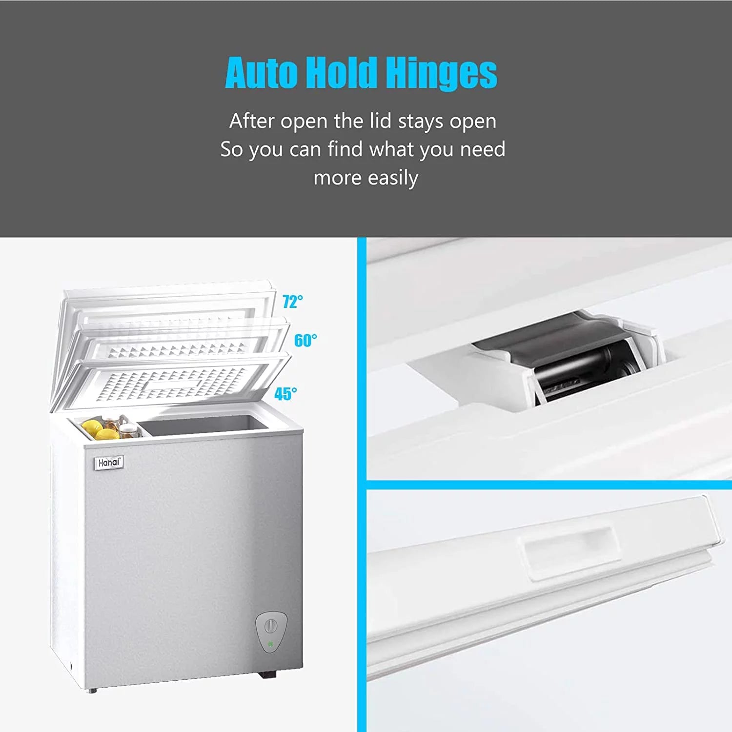 Compact Chest Freezer with Top Open Door and Removable Basket Y357