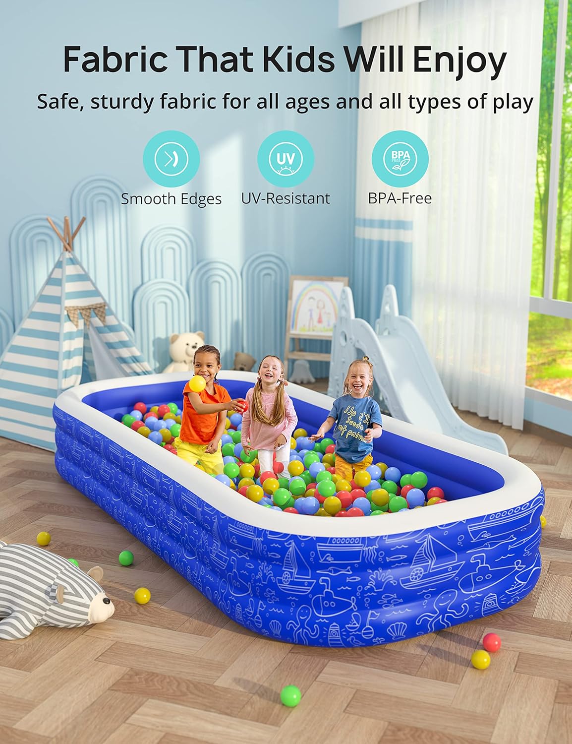 Inflatable Pool with Canopy for Kids and Adults, Outdoor Backyard Swimming Pool H883605