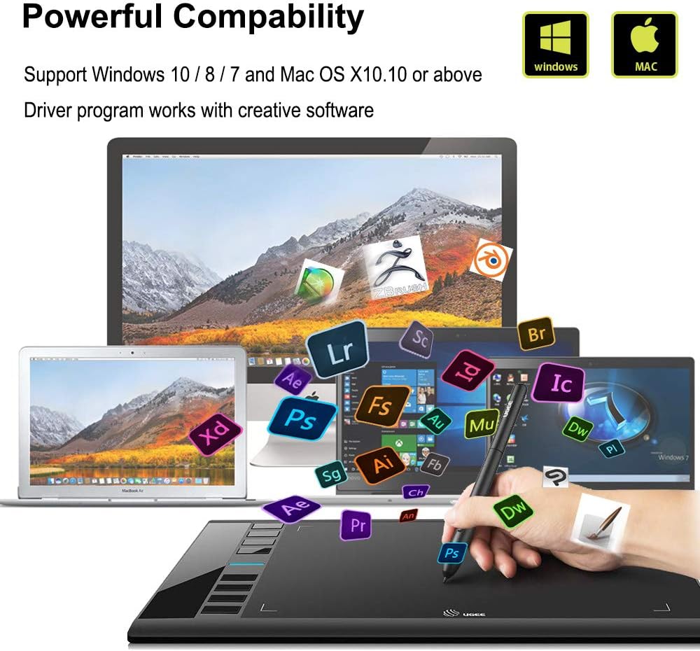 Graphics Drawing Tablet 10 x 6 Inch with 8 Hot Keys and 8192 Pressure Levels M60192