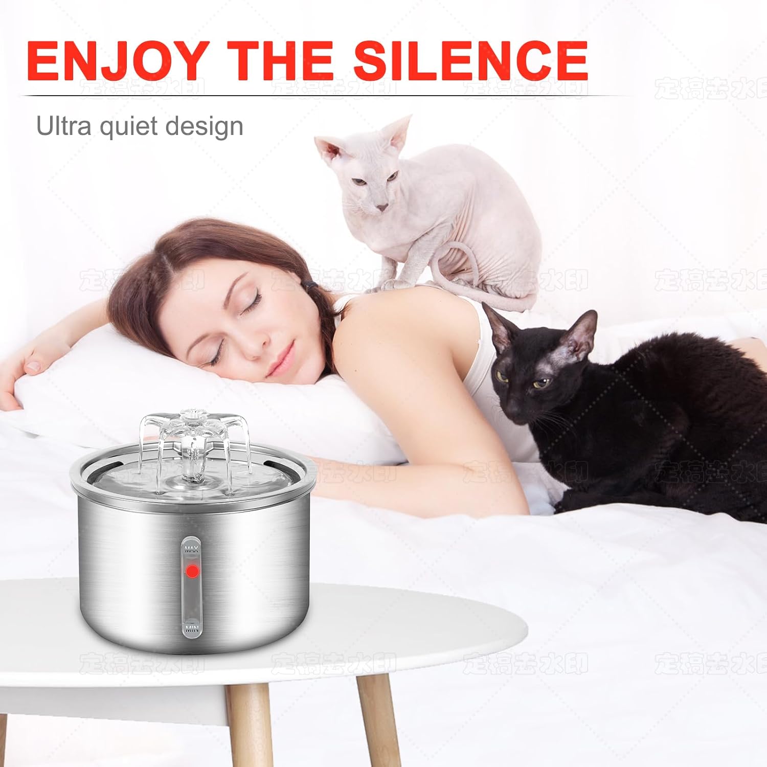 Stainless Steel Cat Water Fountain with Quiet Pump, 67oz O79662