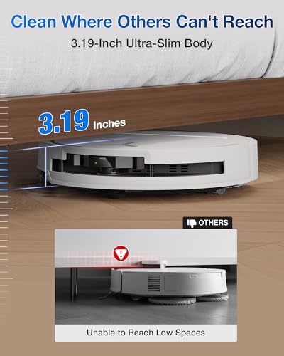 Robot Vacuum and Mop, 18500Pa Suction, Auto-Lift, Self-Emptying C481