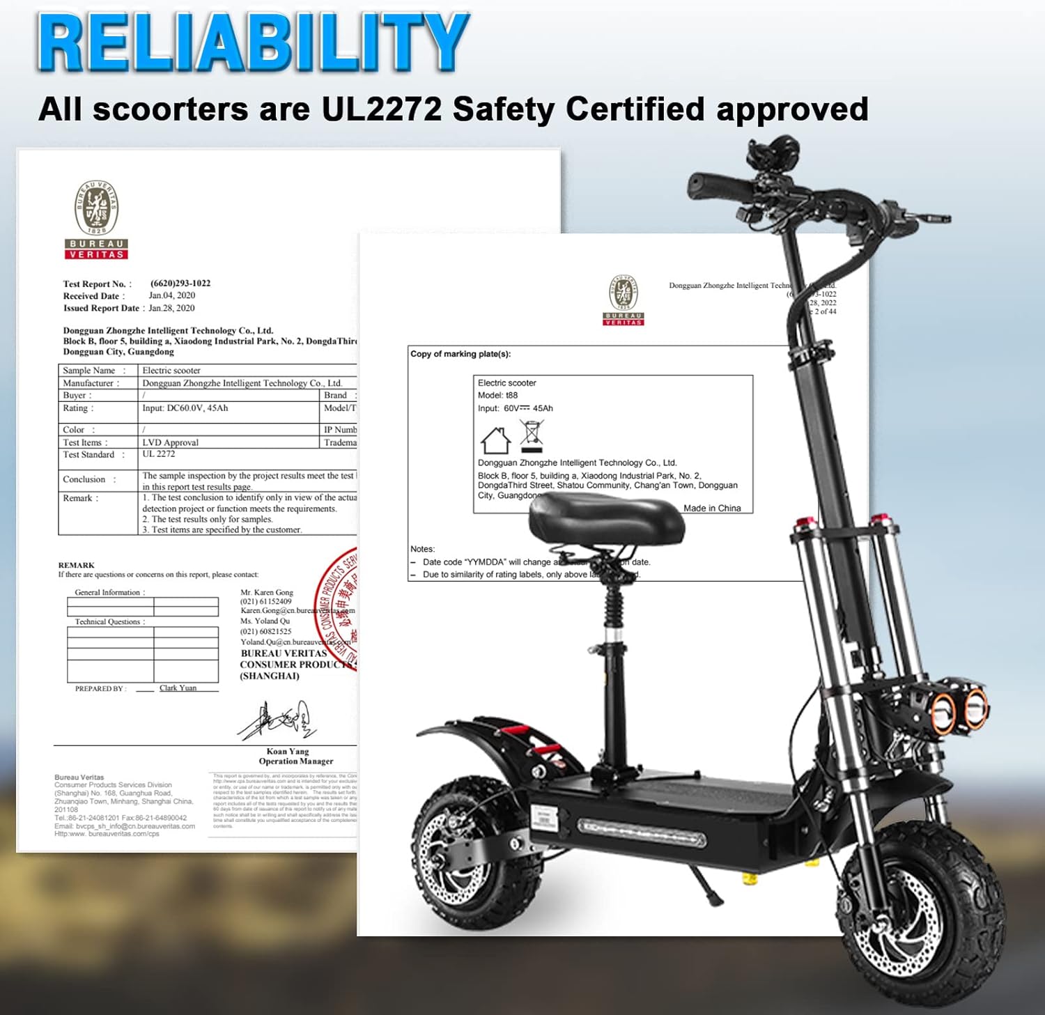 Electric Scooter for Adults with Seat, 50 MPH, 60+ Miles Range, Foldable, 11" Fat Tires V7253