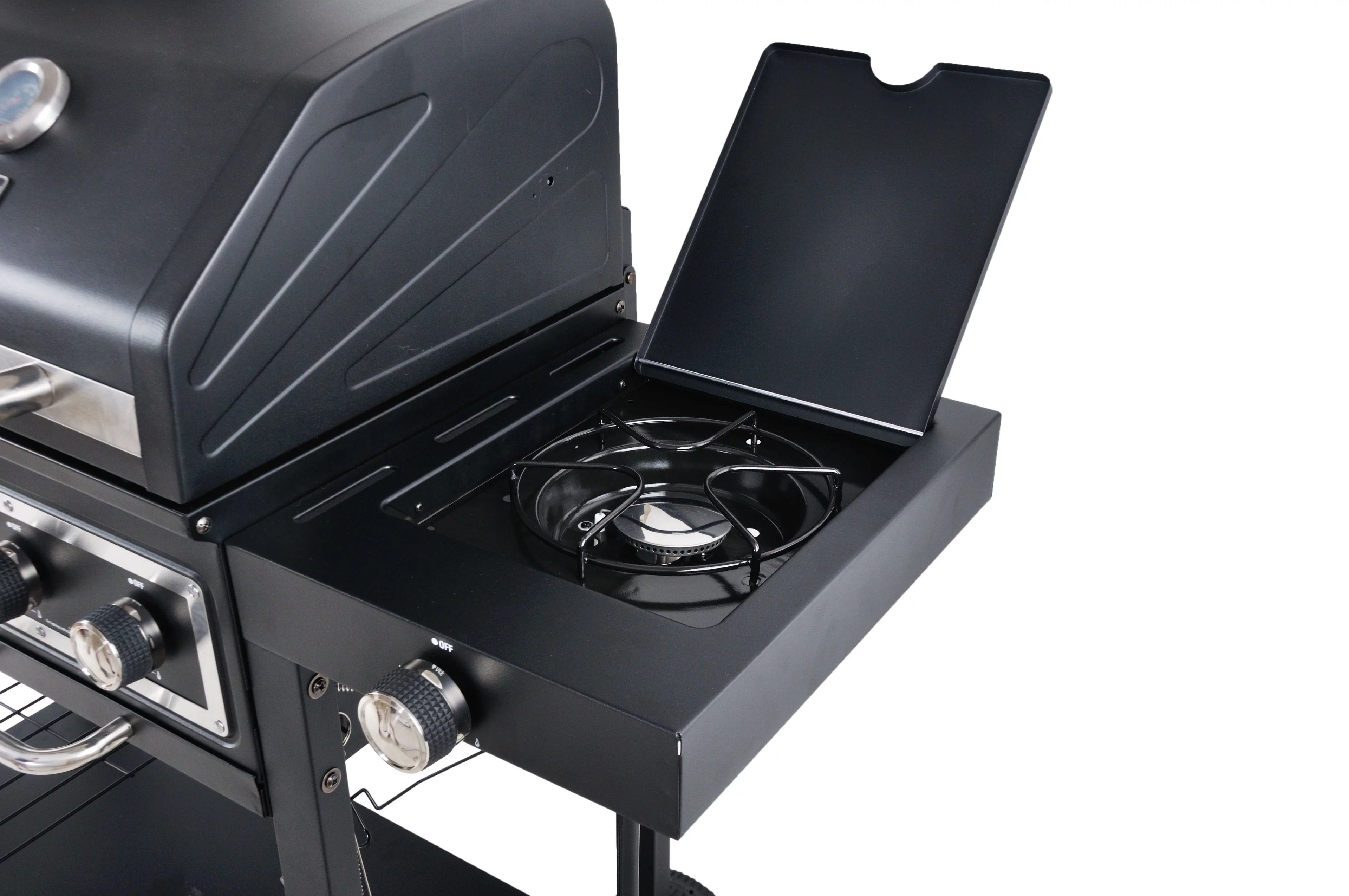 Dual Fuel Gas & Charcoal Combo Grill, Black with Stainless G2724