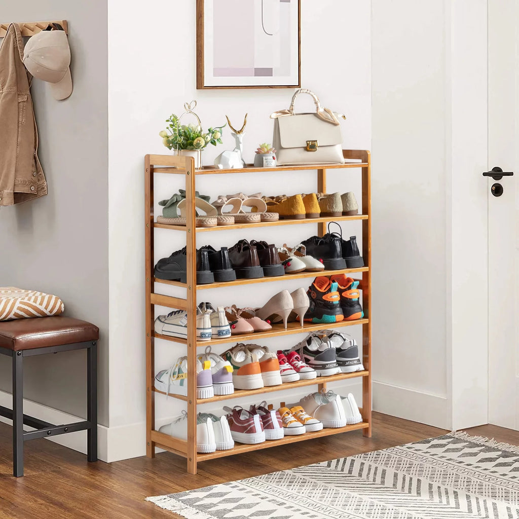 Bamboo Shoe Storage Rack 6-Tier, Holds 18-24 Pairs T72710