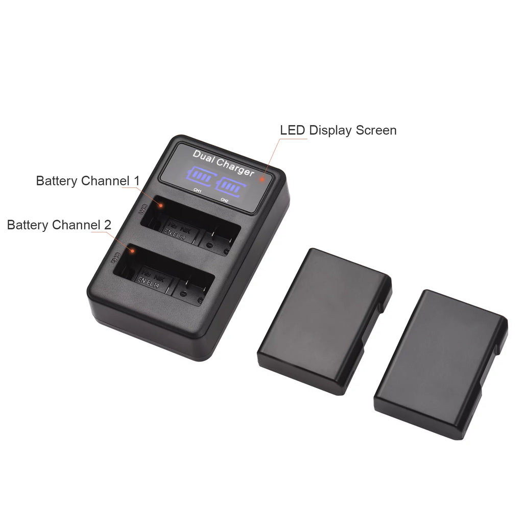 Replacement Battery with USB Port Screen Display for Nikon Cameras U52788