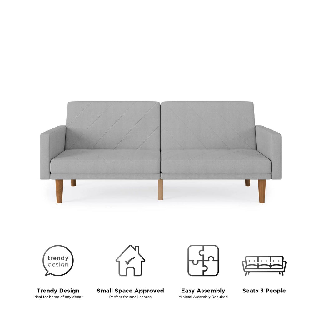 Convertible Sofa Bed with USB Port, Light Gray Linen H2178