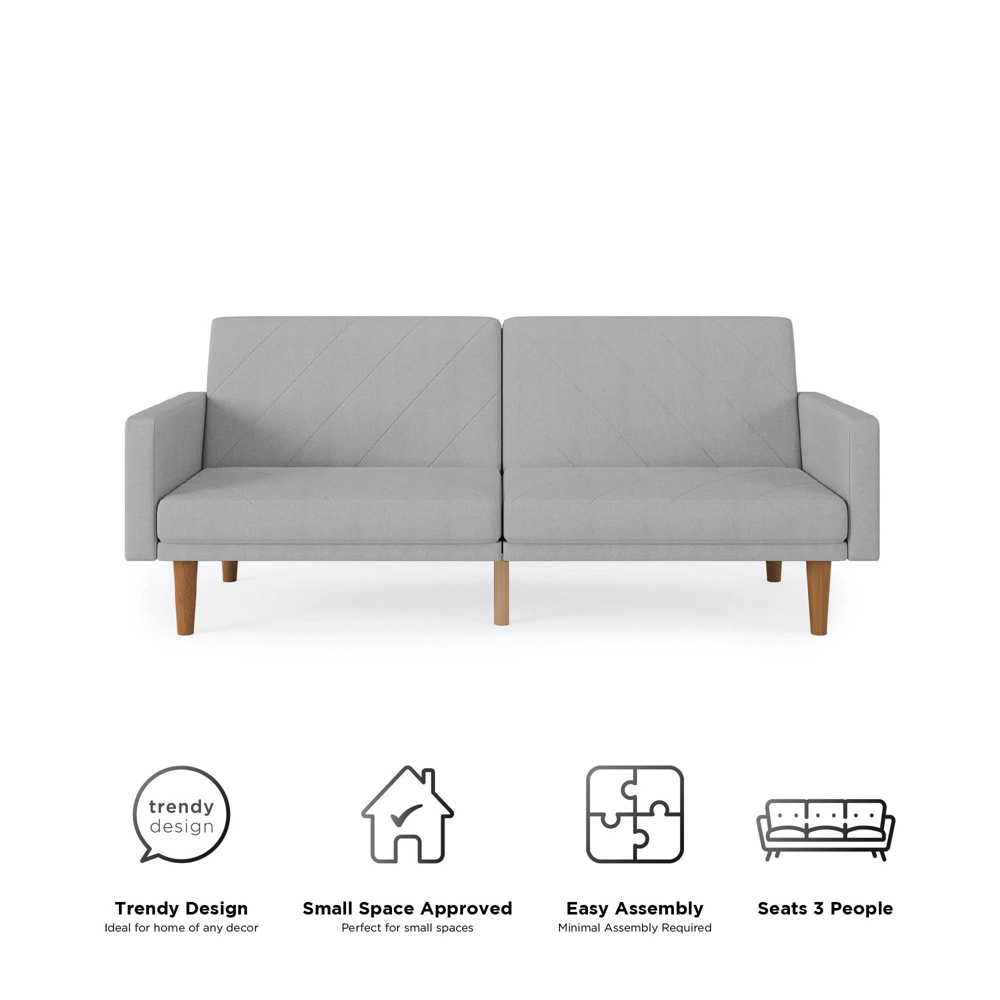 Convertible Sofa Bed with USB Port, Light Gray Linen H2178