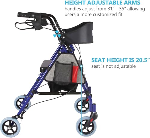 Rollator Walker with Seat, 6-Inch Wheels, Blue V573