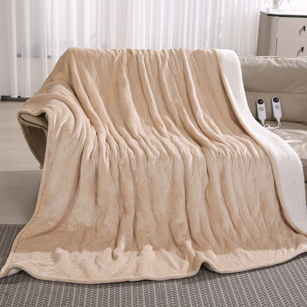 Electric Heated Blanket Queen Size with Dual Controllers N100