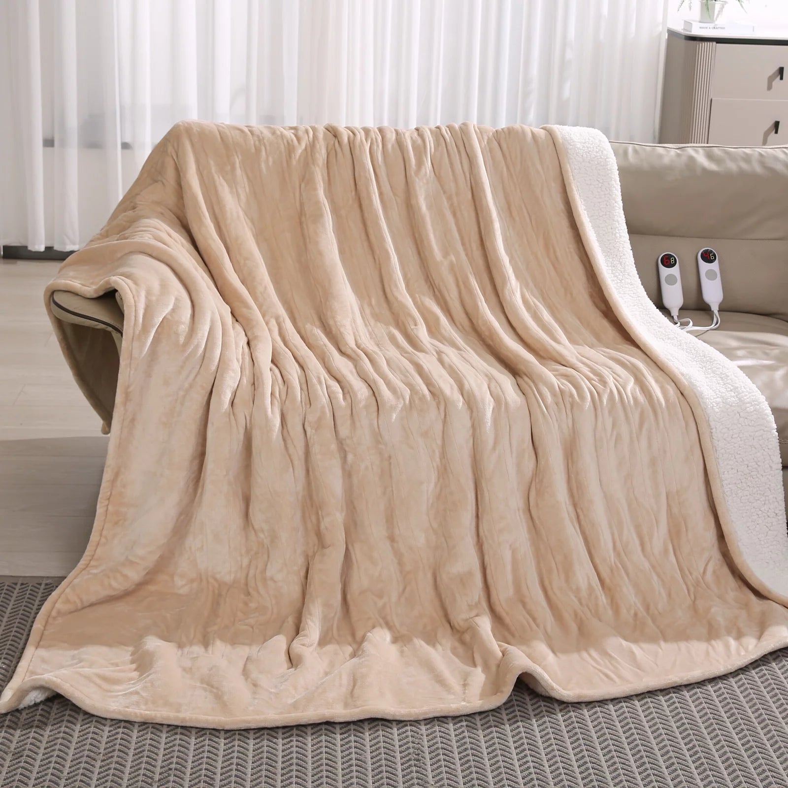 Electric Heated Blanket Queen Size with Dual Controllers N100