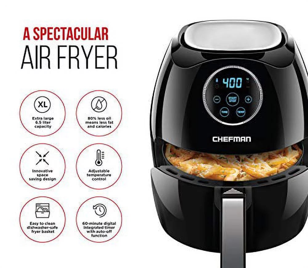 6.5 liter air fryer oven with flat basket and 60 min timer K48671