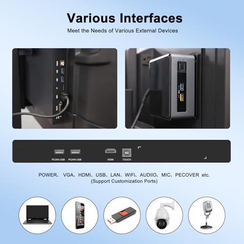 85″ Smart Board, 4K UHD Touchscreen Interactive Whiteboard with Built-in Camera Y7525
