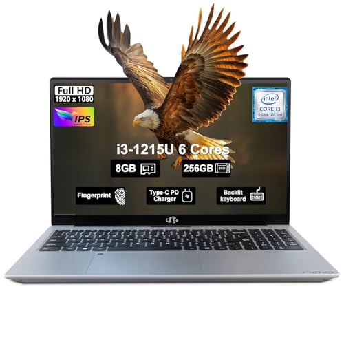 15.6" IPS FHD Laptop, Intel 6 Core i3, 8GB RAM 256GB SSD, Backlit Keyboard, Fingerprint, Wi-Fi 6, Win 11 P765767