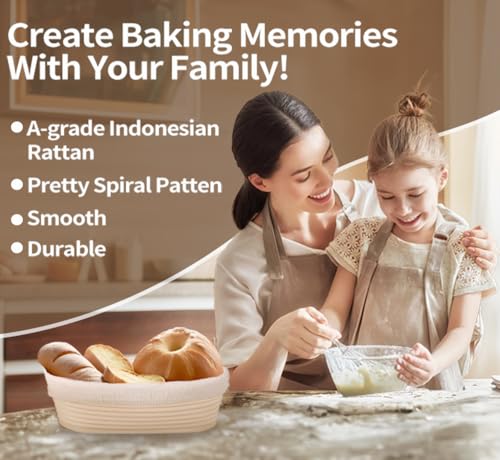 Bread Proofing Basket Set, 10 Inch Oval Rattan, Sourdough Baking Supplies V16421