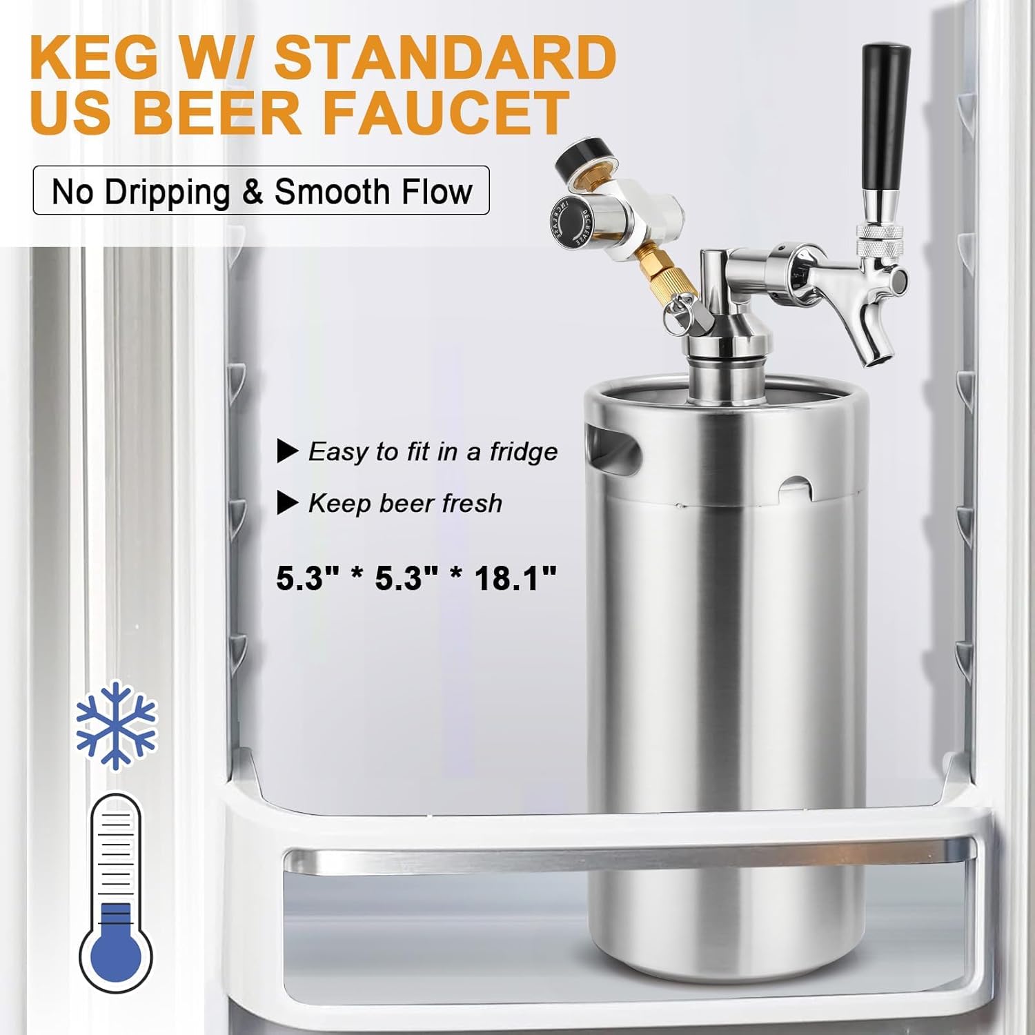 Mini Keg Growler 128oz Stainless Steel Draft Beer Dispenser F894