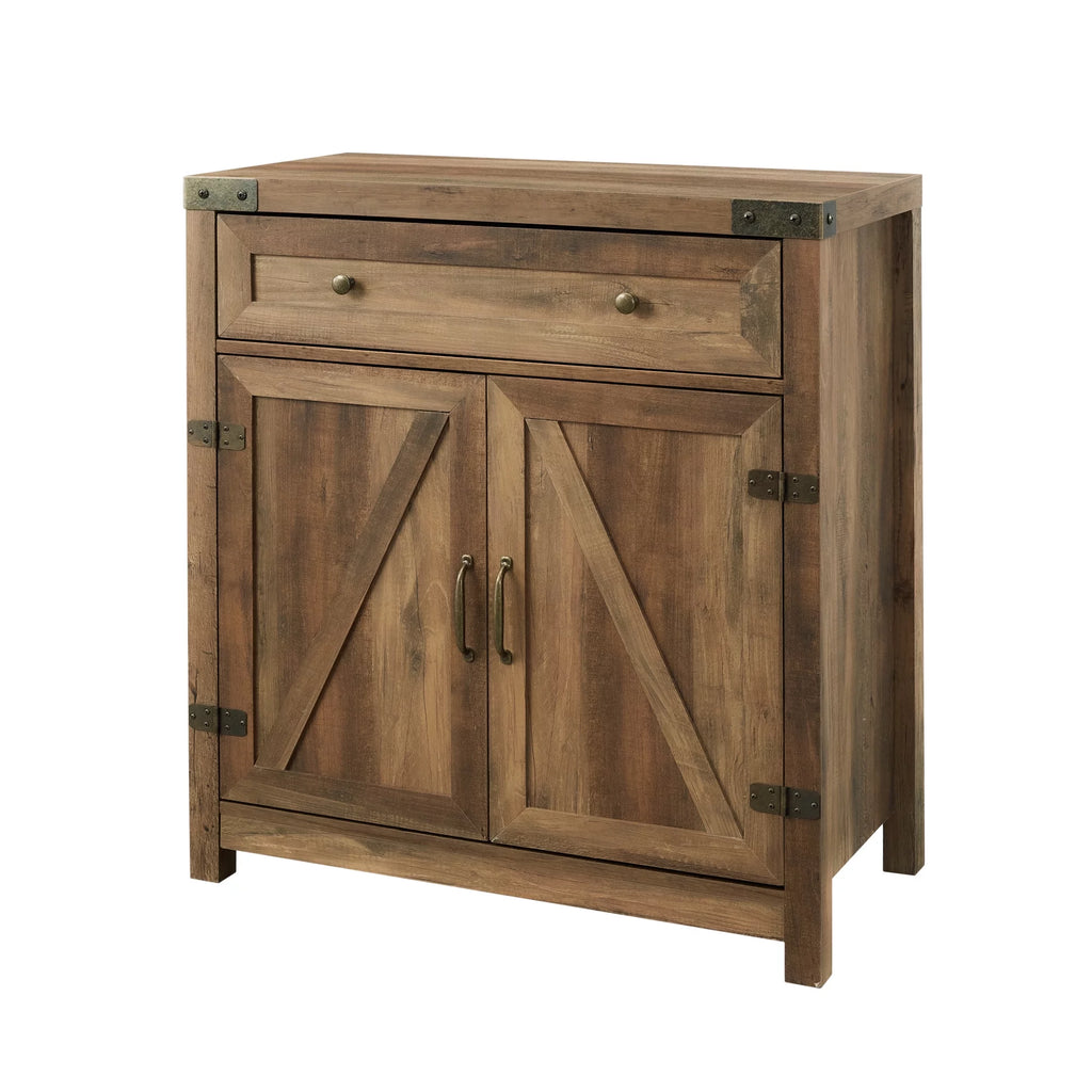 Farmhouse Barn Door Accent Cabinet, Reclaimed Barnwood E405888