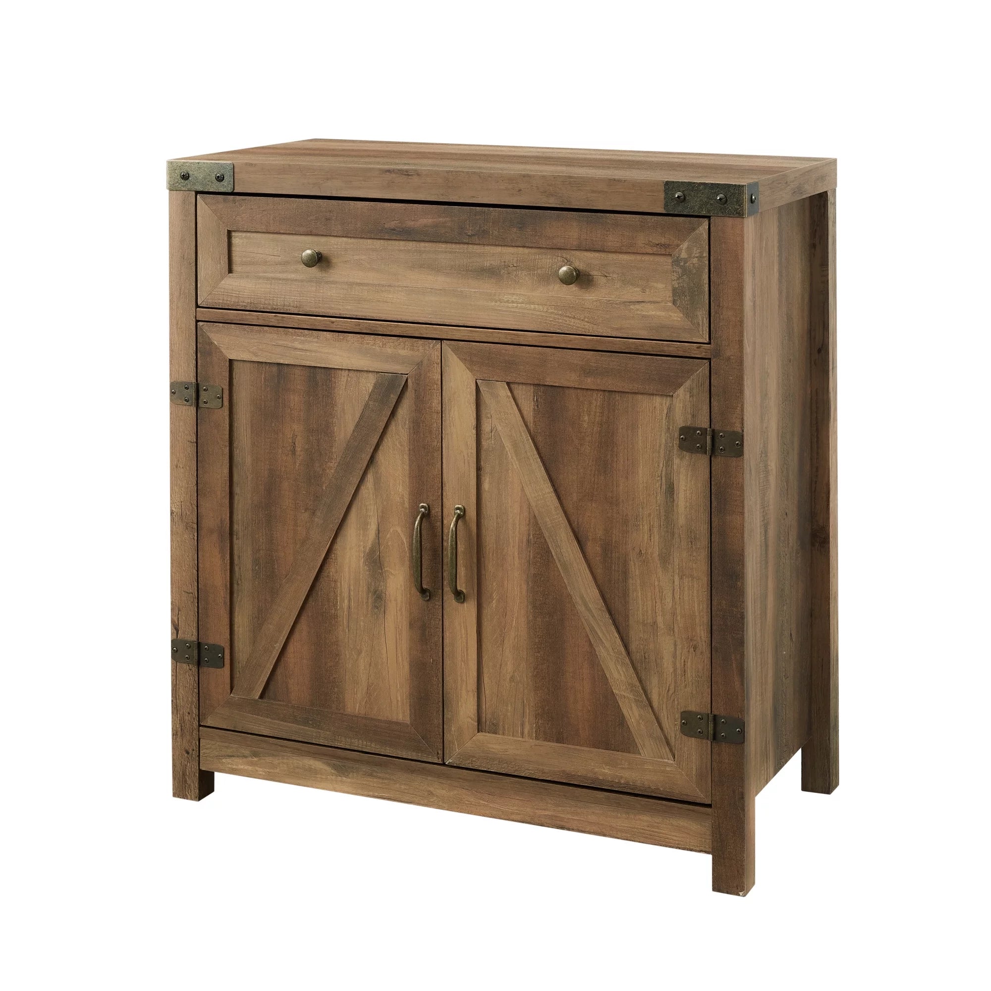 Farmhouse Barn Door Accent Cabinet, Reclaimed Barnwood E405888