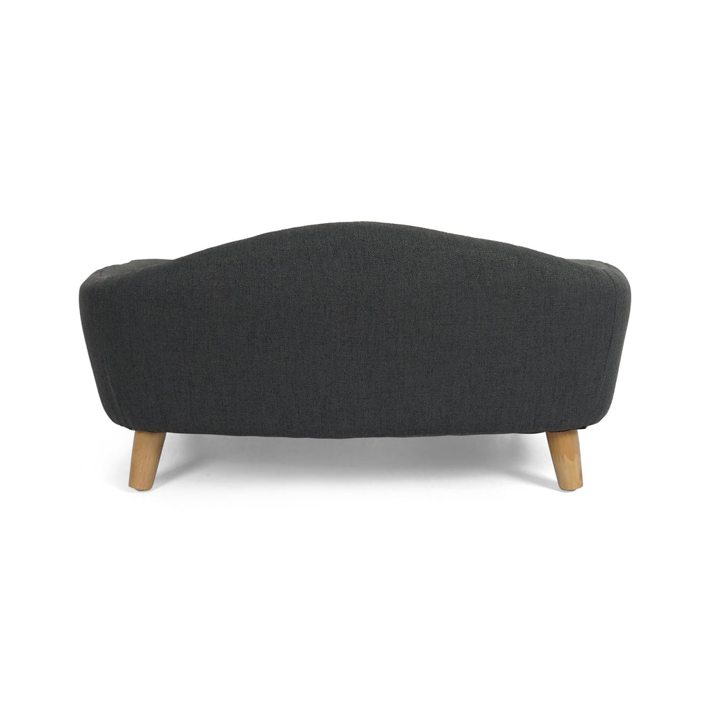 Mid Century Small Plush Pet Bed, Dark Gray and Natural R30939