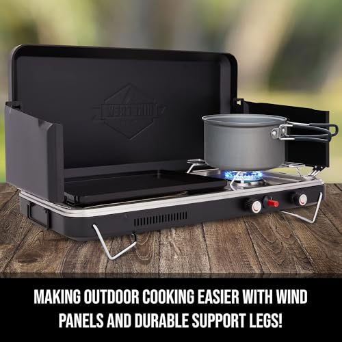 2-in-1 Gas Camping Stove and Griddle with Portable Propane Burner L5161